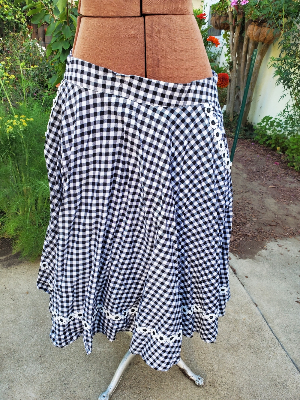 Voodoo Vixen Black and White Gingham Circle Skirt